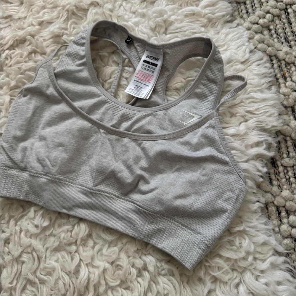 GYMSHARK vital seamless gray white sports bra size small